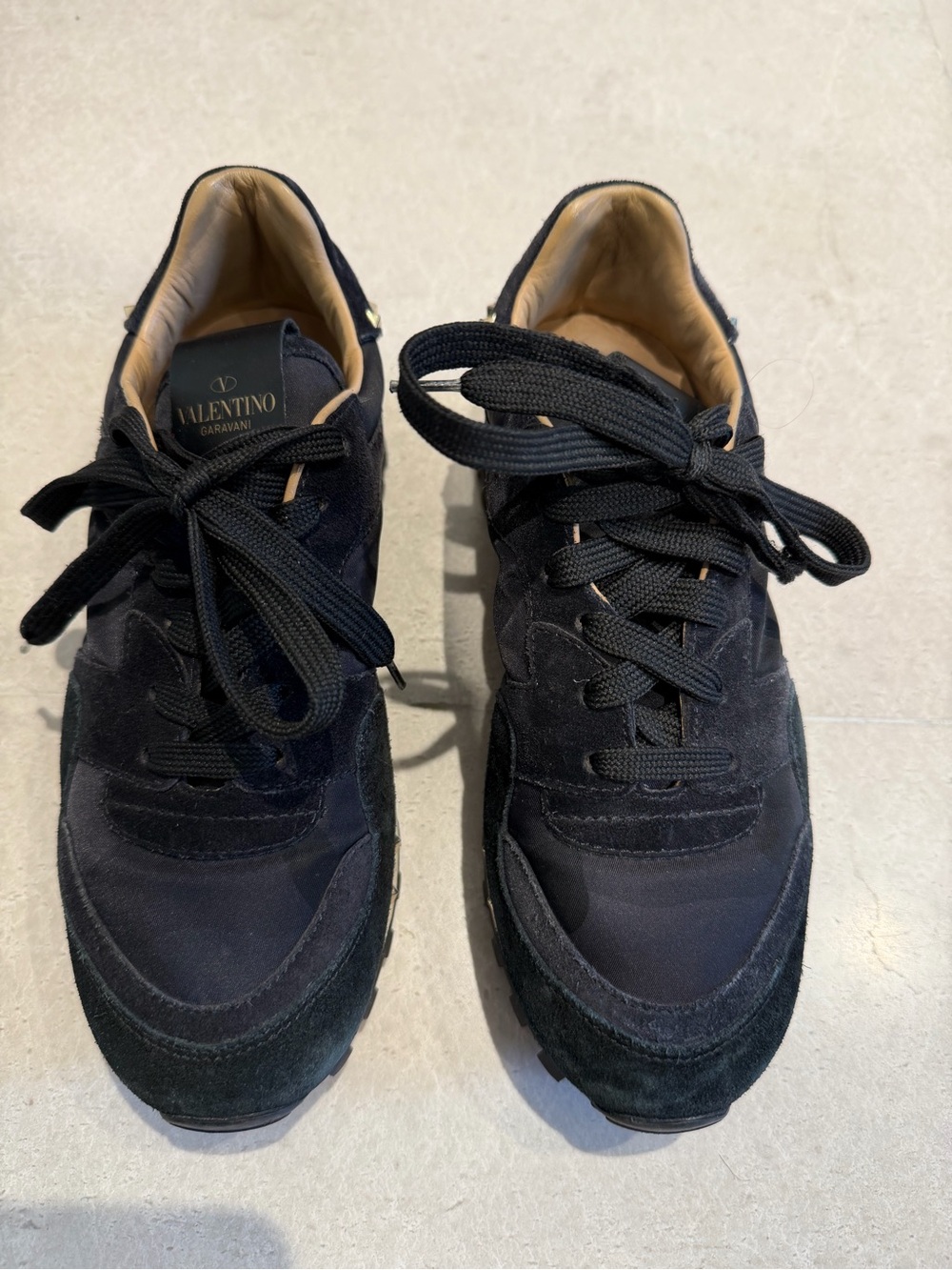 Valentino Garavani Women’s Black Suede & Fabric Low-Top Sneakers